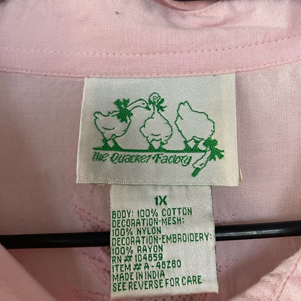 Quacker Factory Pink Palm Tree Sequin Button Up S… - image 7